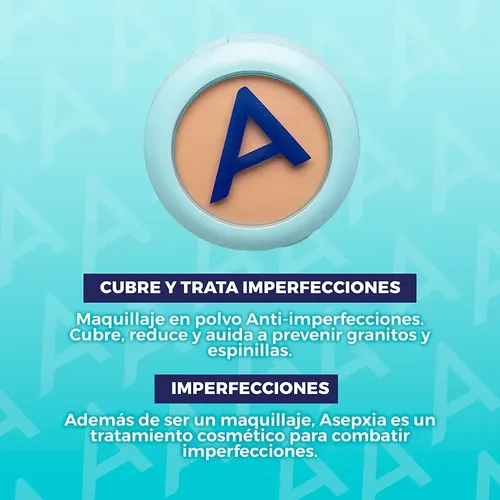 Asepxia Base de Maquillaje en Polvo Compacto Tono Natural 10mL 10g