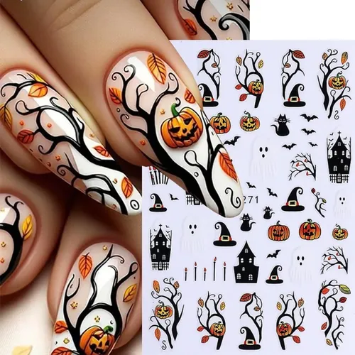 6 Uds Pegatinas De Uñas De Halloween Arte De Uñas Calavera