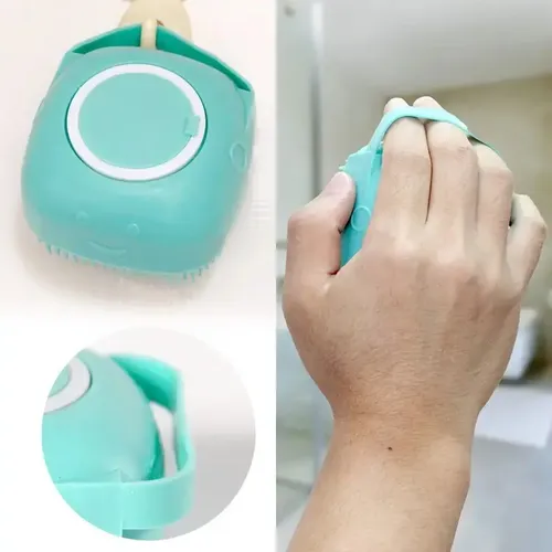 Cepillo Dispensador Jabón Silicona Limpiador Corporal Masaje Fragancia Celeste