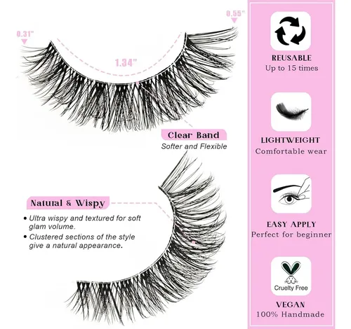 Pestañas Postizas Wispy Cat Eye Qunety 8-14 Mm 14 Pares