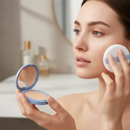Polvo Compacto Facial Con Espejo Y Esponja 240-2 Natural Rice