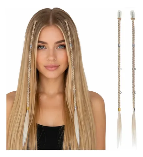 Kit 2 Trenzas Baby Brads Extension De Cabello Dijes Y Cuff