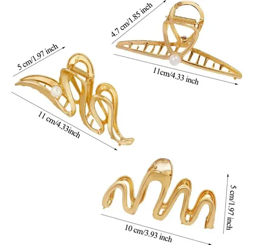 3 Clips De Garra De Metal Dorado Antideslizantes 11 Cm Para