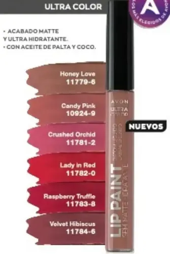 Labial Líquido Lip Paint Avon Mate Humectante Color Velvet Hibiscus