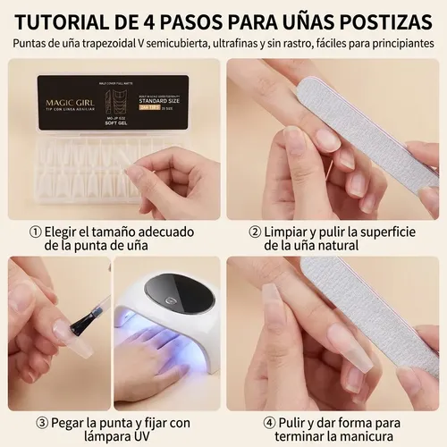Tips Soft Gel Medio Cubrimiento Mate Coffin 240 Unidades