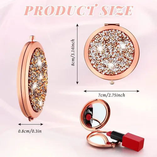 Espejo Cosmético Compacto Vicenpal Con Aumento 7 Cm Oro Rosa