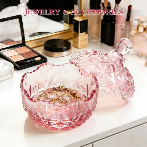Conjunto De Polvos En Frasco De Vidrio Con Esponja Rosa