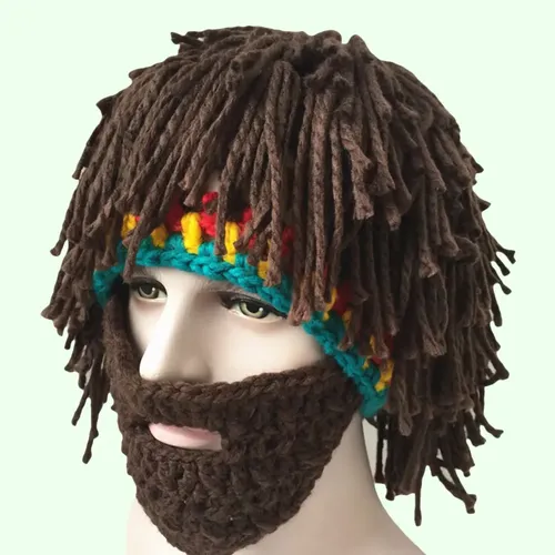 2 Divertidos Sombreros Creativos De Lana Con Peluca, Barba Y