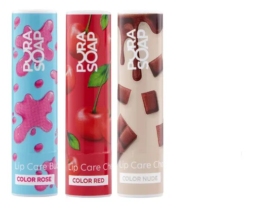 Bálsamo Labial Hidratante Con Color Set X3 – Pura Soap