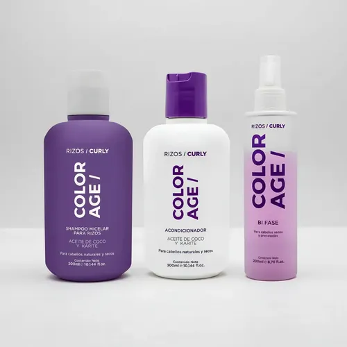 Shampoo Acondicionador Y Bifasico Rulos Pelo Seco Color Age