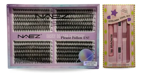 Kit Pestañas Postizas Naez 30-60p Adhesivo Sellador Removedo