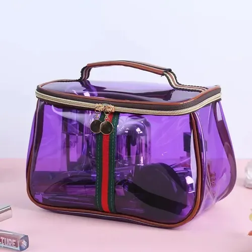 Bolsa De Maquillaje Grande Transparente Con Varios