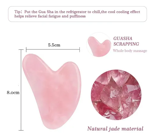 – Herramienta Facial Gua Sha Con Piedra De Cuarzo Rosa, –