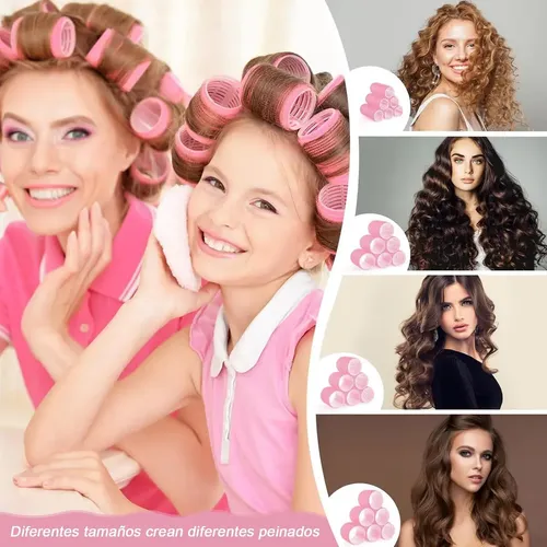 54pzs Hair Rulo Tubos Plástica Para Cabello Autoadheribles