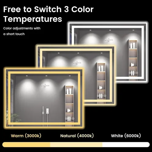 Espejo De Baño Led Rpoesx 40×30 Cm Retroiluminado Y Iluminad
