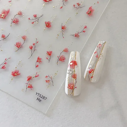 Pegatinas De Uñas Con Flores De Oro Magnolia