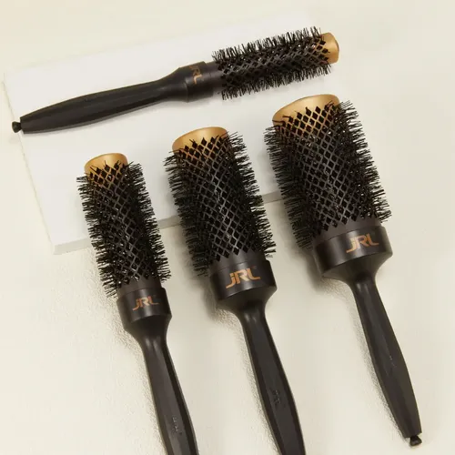 Cepillo Para Cabello Profesional Jrl De Cerdas Mixtas 32mm Color Negro
