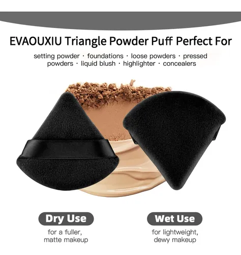 Powder Puff Evaouxiu Triangle, Paquete De 2 Unidades, Tercio