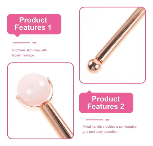 Rodillo Facial Jade Y Cuarzo Rosa Metalizado Para Belleza