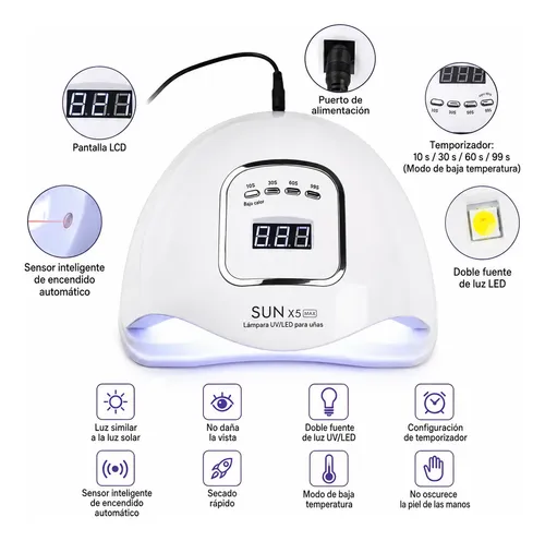 Cabina Para Uñas Sunx5 Max Blanca 120w Original Uv Led