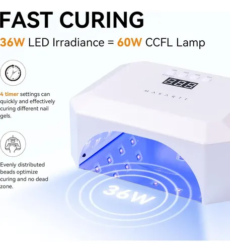 Lámpara De Uñas Uv Led Makartt Aurora 36w Recargable