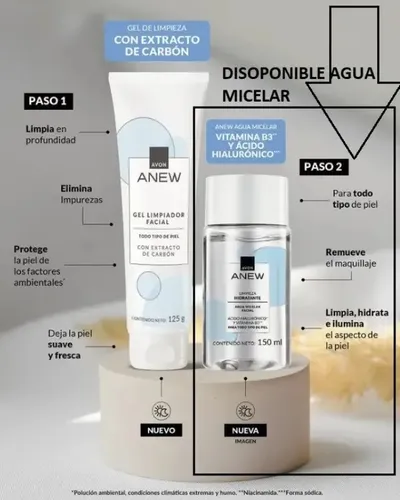 Agua Micelar Con Acido Hialurónico Vit B3 150ml Anew Avon
