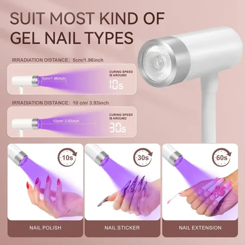 Lámpara De Uñas Uv Led Aoraem Recargable 12w Cuello De