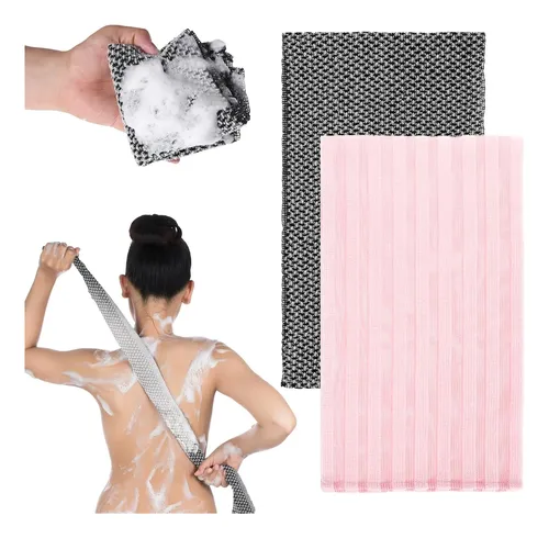 Toallón Exfoliante Ducha 2 Unidades Negro Y Rosa