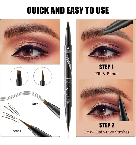 Lápiz De Cejas Microblading Liayozl Marrón Oscuro 2-en-1