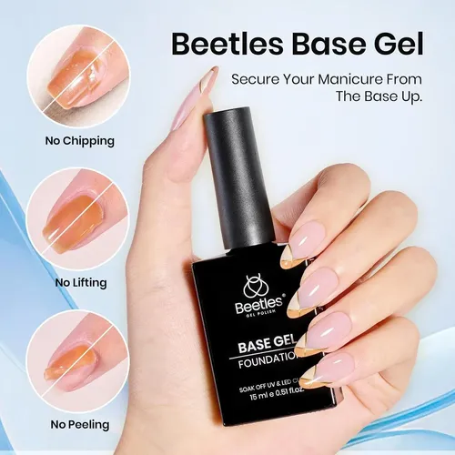 Beetles Set Gel Uñas 15 Ml Base Y Top Coat 4 Pcs