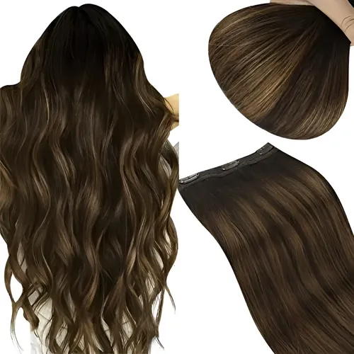Cortina De Cabello Orgánica Tipo A Importadas Color Castaño Con Reflejos Ondulado