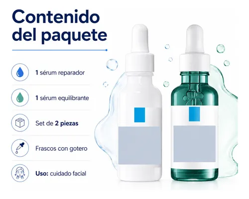 Kit Sérum Facial Reparador Azul Equilibrante Verde Skincare