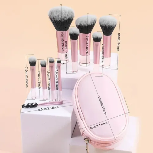 / Juego De Brochas De Maquillaje De Viaje, 10 Piezas – K