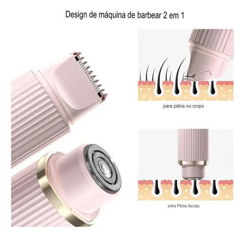 Depiladora Eléctrica Facial Recargable Con Recortadora Mujer