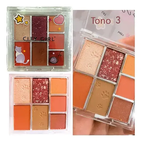Paleta 9 Sombras City Girl Gatitos Estilo Coreana Asiatica