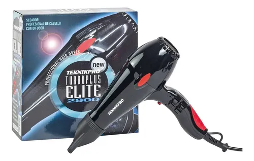 Secador De Pelo Profesional New Turbo Plus 2800 Teknikpro Color Negro