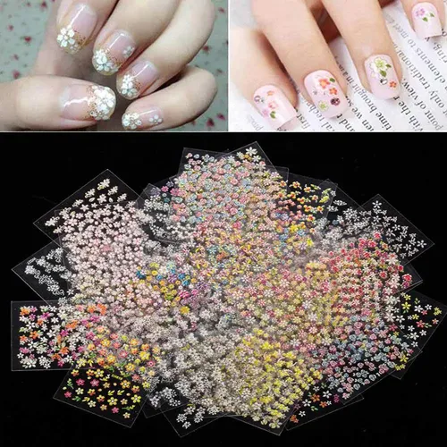 10 Láminas Adhesivas 3d Diseño Floral Para Uñas Hermosas
