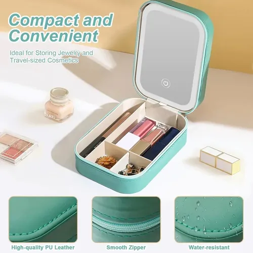 Estuche De Viaje Pequeño Para Espejo De Maquillaje Led Con 3
