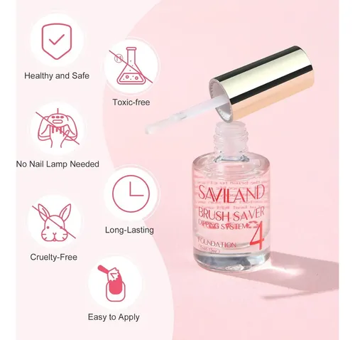 Set De Dip Powder Saviland 15 Ml Base Top Coat Activator