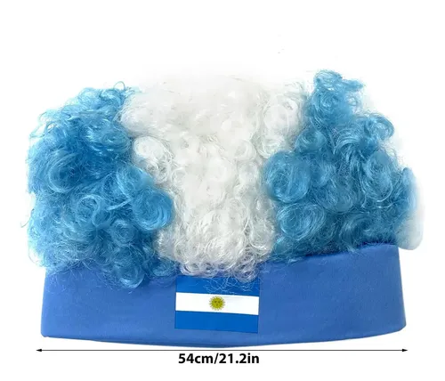Pelucas Afro Curly Wigs Con La Bandera De Argentina, Peluca