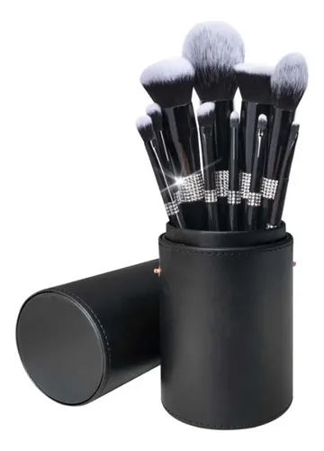 Set De Maquillaje Negro Brillante Con 10 Piezas