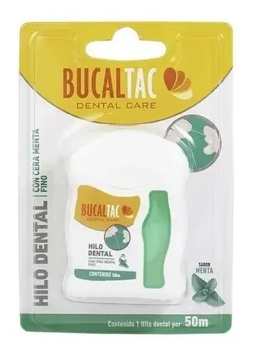 Hilo Dental Bucal Tac Con Cera Sabor Menta 50m Resistente