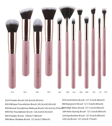 12pzs Juego De Brochas De Maquillaje Serie Oro Rosa