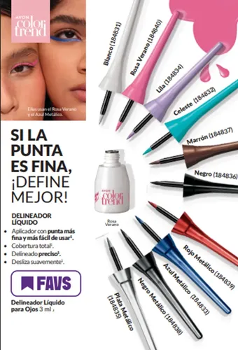 Delineador Líquido Azul Mate O Metalizado Color Trend Avon