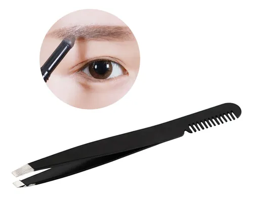 Pinza Con Cepillo Para Cejas De Acero Inoxidable