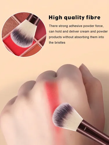 Set De Brochas Y Esponjas De Maquillaje Profesional Wine Red