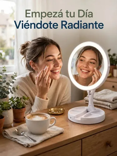 Espejo De Maquillaje Con Luz Led Color Blanco