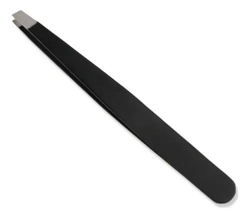 Pinza Negra Para Cejas Con Punta Angulada Para Una Depilació