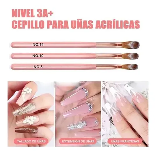 Z Set 6 Pinceles Para Decoración De Uñas Acrílicas Rosa H