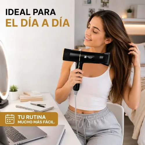 Secador De Pelo Profesional Para Viaje 2000w Exxtra Tech Con Boquilla Concentradora Compacto Liviano Aire Frío Calor Alta Potencia Rosa Claro